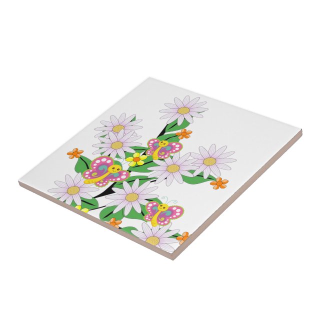 Ceramic Tile Floral, Butterfly (Side)