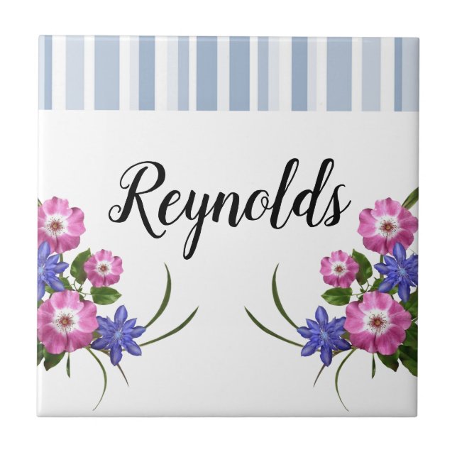 Ceramic Tile Floral Flowers Stripe (Front)
