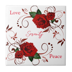 Ceramic Tile Floral Red Rose