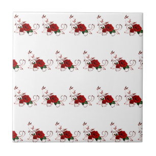 Ceramic Tile Floral Red Rose