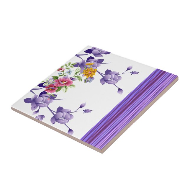 Ceramic Tile Floral Stripe (Side)