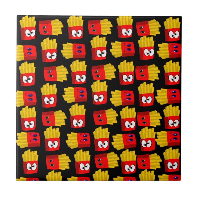 Ceramic Tile French Fries Black Red (Front)
