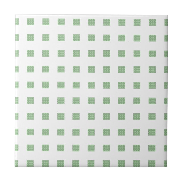 Ceramic Tile Green & White Squares (Front)