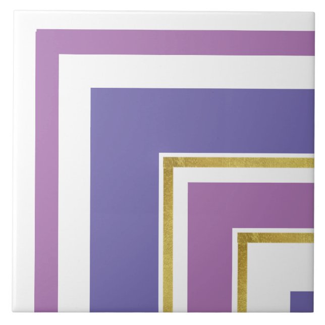 Ceramic Tile - Lilac With Gold Split Corner (Front)