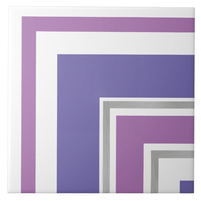 Ceramic Tile -  Lilac With Silver Split Corner (Front)