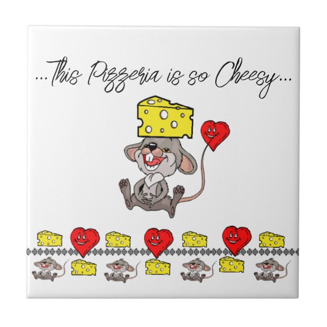Ceramic Tile Mice so Cheesy Pizza Pizzeria  (Front)