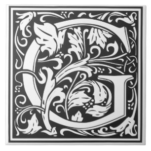 Ceramic Tile - Monogram Alphabet G black White