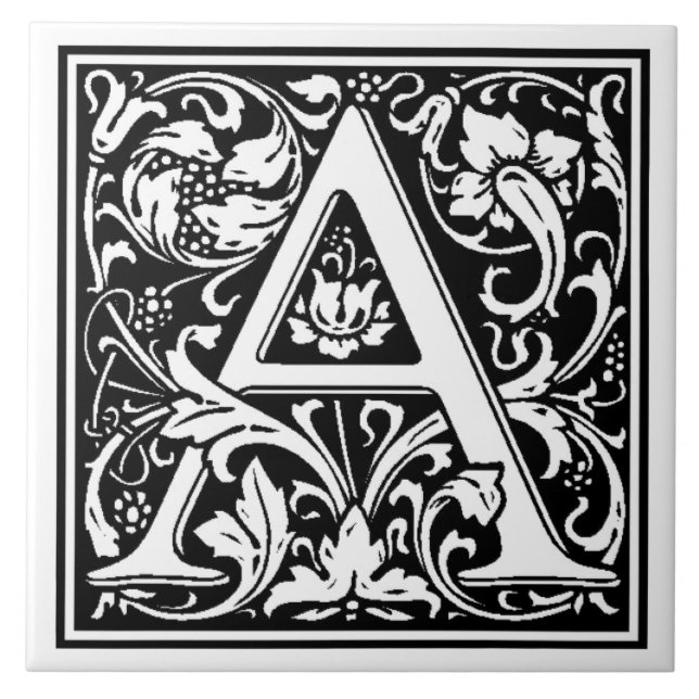 Ceramic Tile - Monogram Letter A (Front)