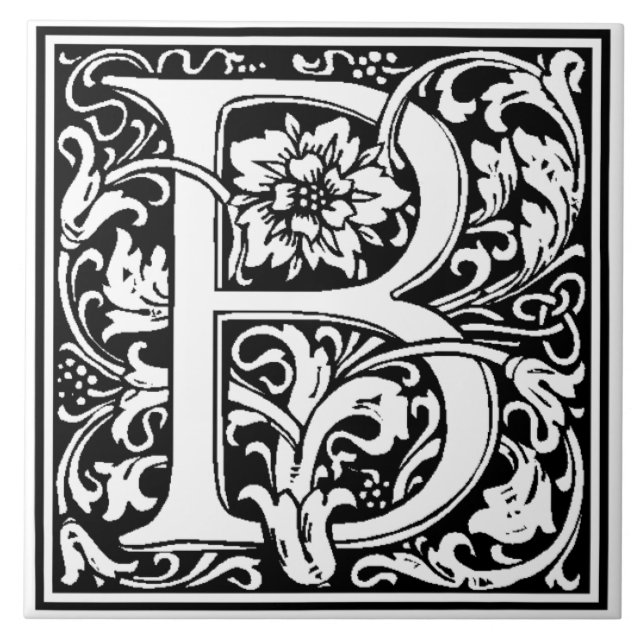 Ceramic Tile - Monogram Letter B (Front)