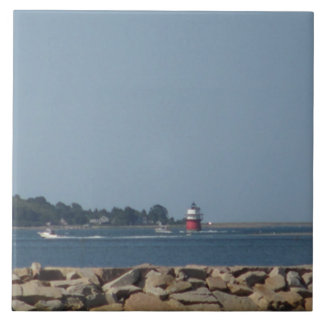 Ceramic tile of Duxbury Pier Lighthouse in Plymout