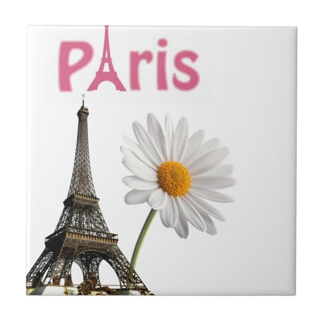 Ceramic Tile Paris France White Daisy (Front)