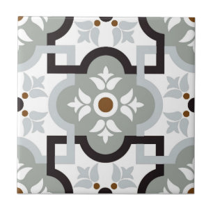 Ceramic Tile - Pattern Grey Green Rust Black