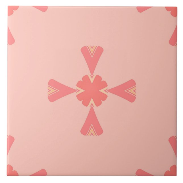 Ceramic Tile- Pink and Yellow Tiled Pattern Tile (Front)