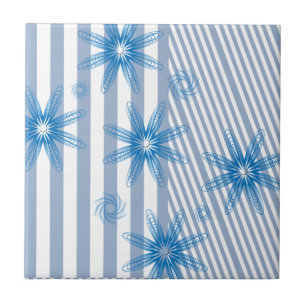 Ceramic Tile Pink & Blue Stripe Stars