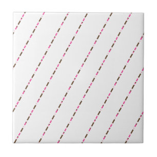 Ceramic Tile Pink Brown White Stripe