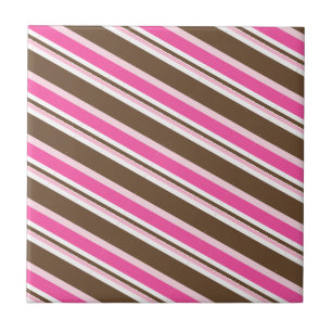 Ceramic Tile Pink Brown White Stripe