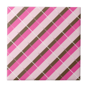 Ceramic Tile Pink Brown White Stripe