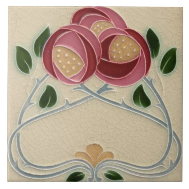 Ceramic Tile - Pink Roses (Front)
