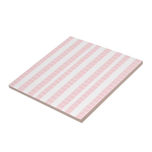 Ceramic Tile Pink & White Stripe (Side)