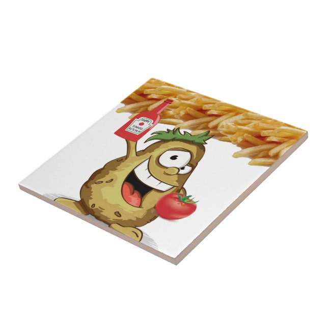 Ceramic Tile Potato French Fries Ketchup Tomato (Side)
