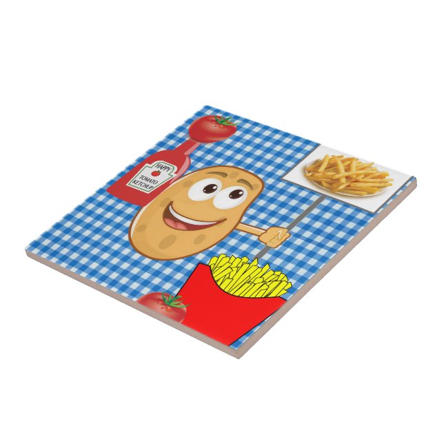Ceramic Tile Potato, French Fries, Tomato, Ketchup (Side)