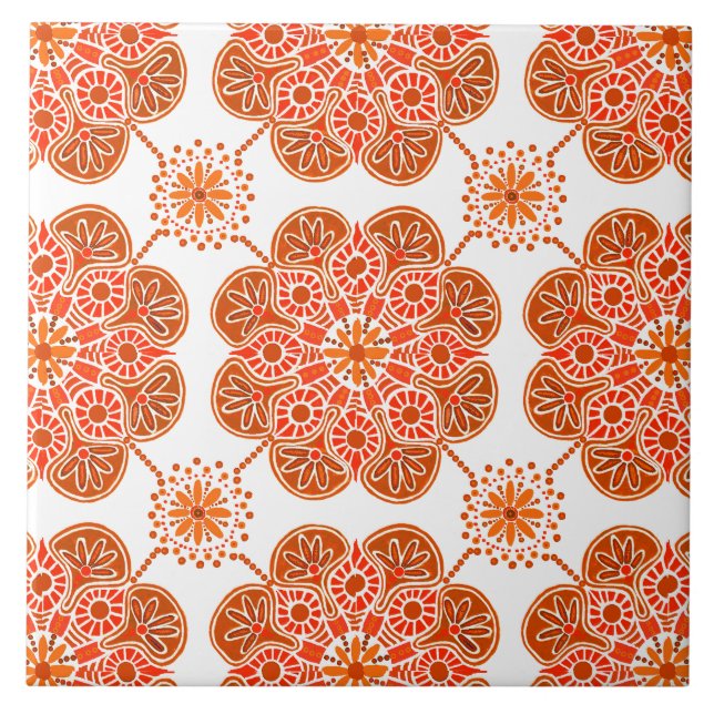 Ceramic Tile red and orange repeating pattern (Front)