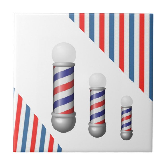 Ceramic Tile Red White & Blue Stripe Barberpole  (Front)