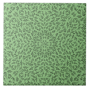 Ceramic Tile Sage Green Botanical Vine Decor