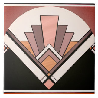 Ceramic Tile - Sangria Art Deco Fan Design