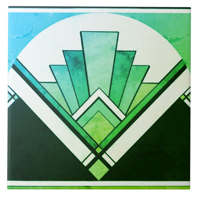 Ceramic Tile - Sangria Art Deco Fan Design G/B (Front)