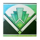 Ceramic Tile - Sangria Art Deco Fan Design G/B