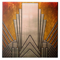 Ceramic Tile - Sangria Art Deco Gray and Gold