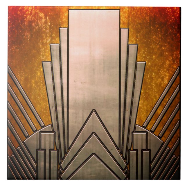 Ceramic Tile - Sangria Art Deco Gray and Gold (Front)