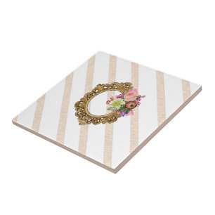 Ceramic Tile Stripe Beige & White Stripe Vintage