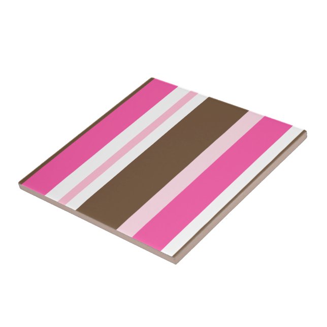 Ceramic Tile Stripe Chic Brown & Pink Stripe (Side)