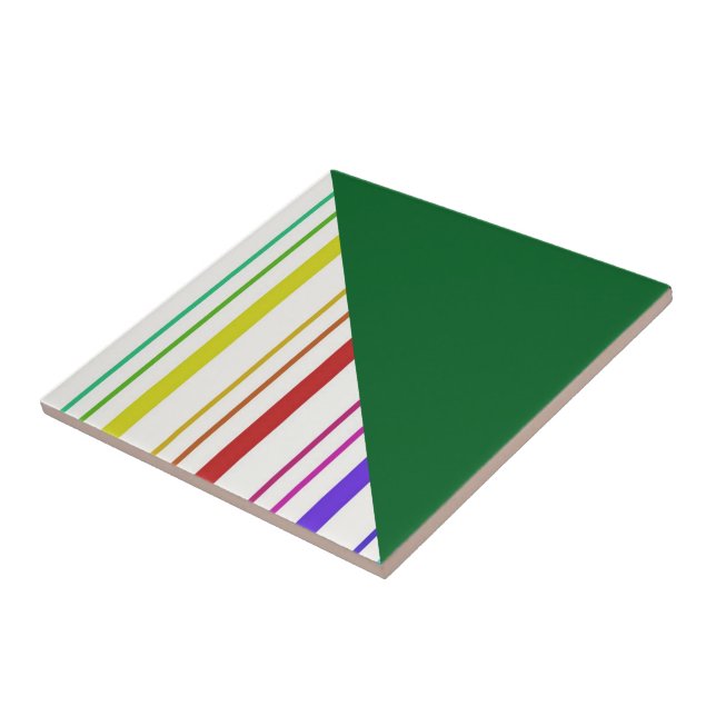 Ceramic Tile Stripe Colourful Green  (Side)