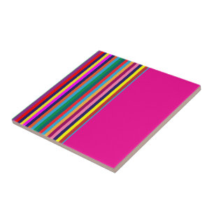 Ceramic Tile Stripe Hot Pink Colourful