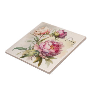 Ceramic Tile/Trivet-Floral Peony Tile