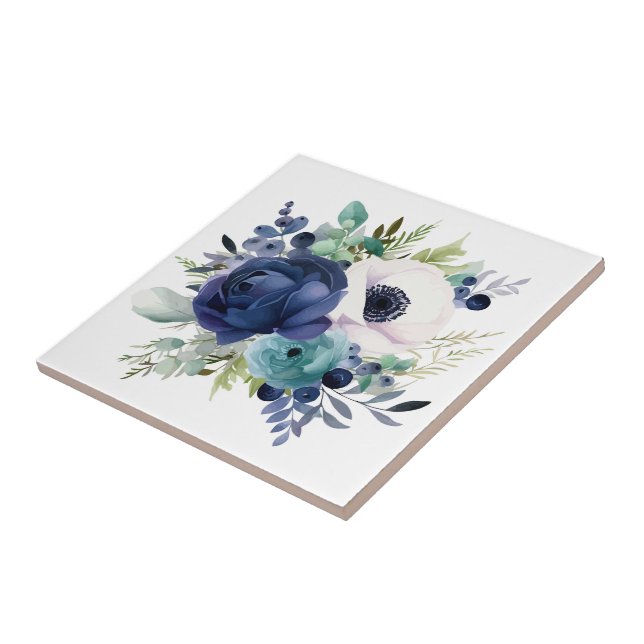 Ceramic Tile/Trivet-Floral Tile (Side)