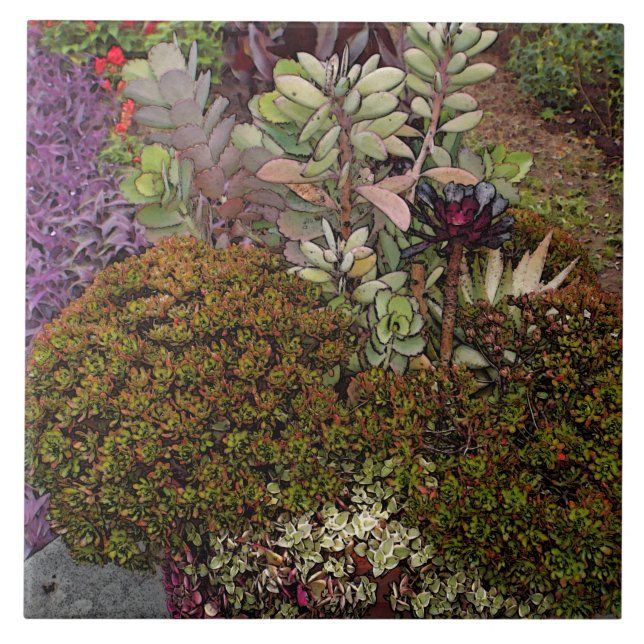 CERAMIC TILE/ TRIVET  "MIXED FLORAL GROUPING" (Front)