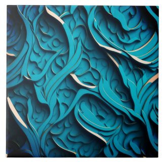 Ceramic Tile " Turquoise Waves IV" 