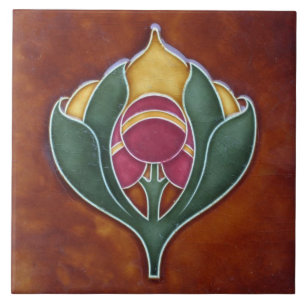Ceramic Tile - Unique Vintage Floral Art Nouveau