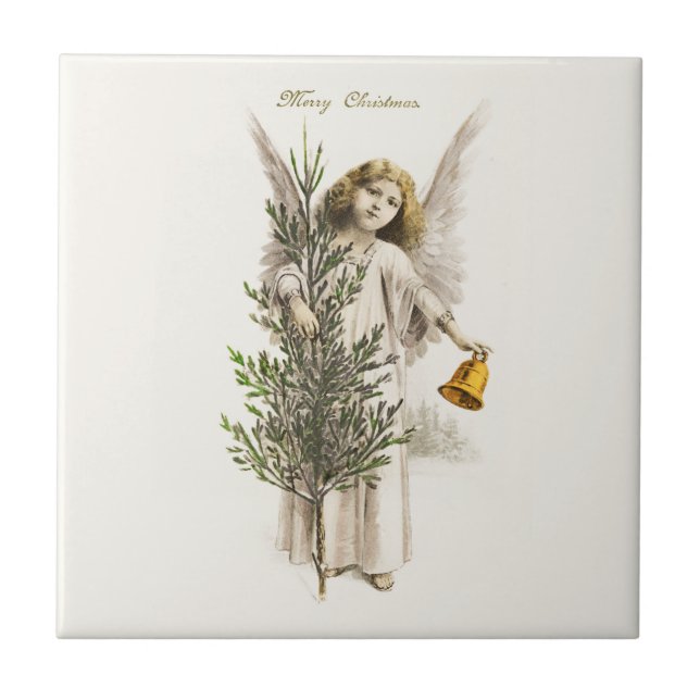 CERAMIC TILE : VINTAGE CHRISTMAS ANGEL (Front)
