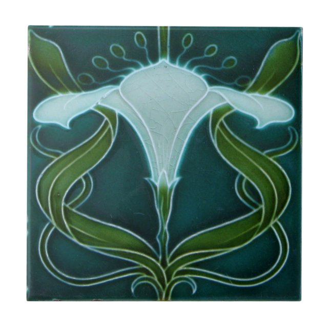 Ceramic Tile - Vintage Looking Art Nouveau Floral  (Front)