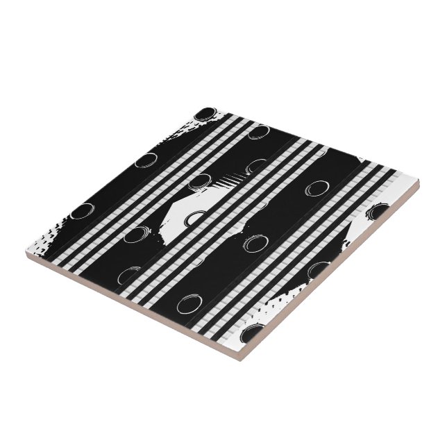 Ceramic Tile White and Black (Side)
