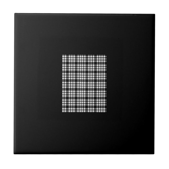 Ceramic Tile White and Black Plaid (Front)