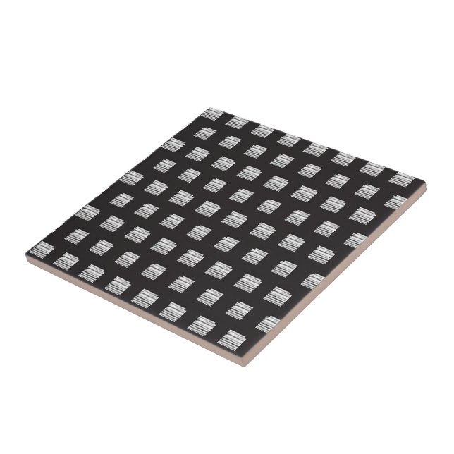Ceramic Tile White and Black Plaid Square (Side)