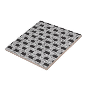 Ceramic Tile White and Black Plaid Square
