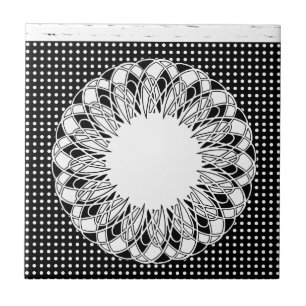 Ceramic Tile White and Black Polkadot