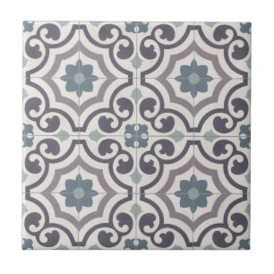 Ceramic Tile - White, Blue & Grey Tile